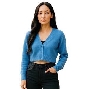 Aritzia Sunday Best Super Soft Wool Blend Crop Cardigan Blue Size 2XS Spring